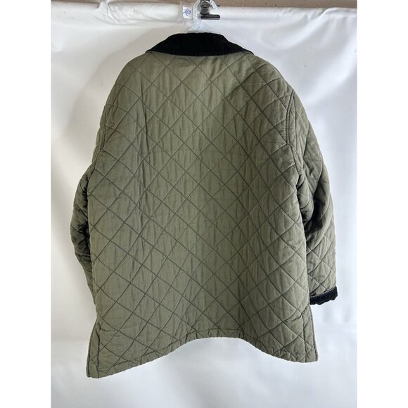 Vintage 90s L.L. Bean Quilted Corduroy Collar Barn Chore Coat Green - Picture 10 of 10